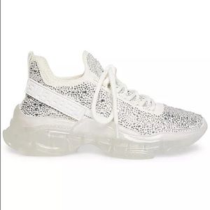Steve Madden Maxima-R White Multi Rhinestone Sneakers Size 8 (No Box)